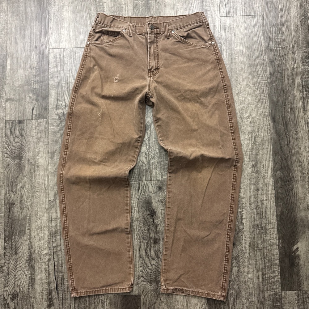 Vtg Y2K Faded Brown Dickies Carpenter Distressed Work Pants 30x29.5 - Picture 2 of 7